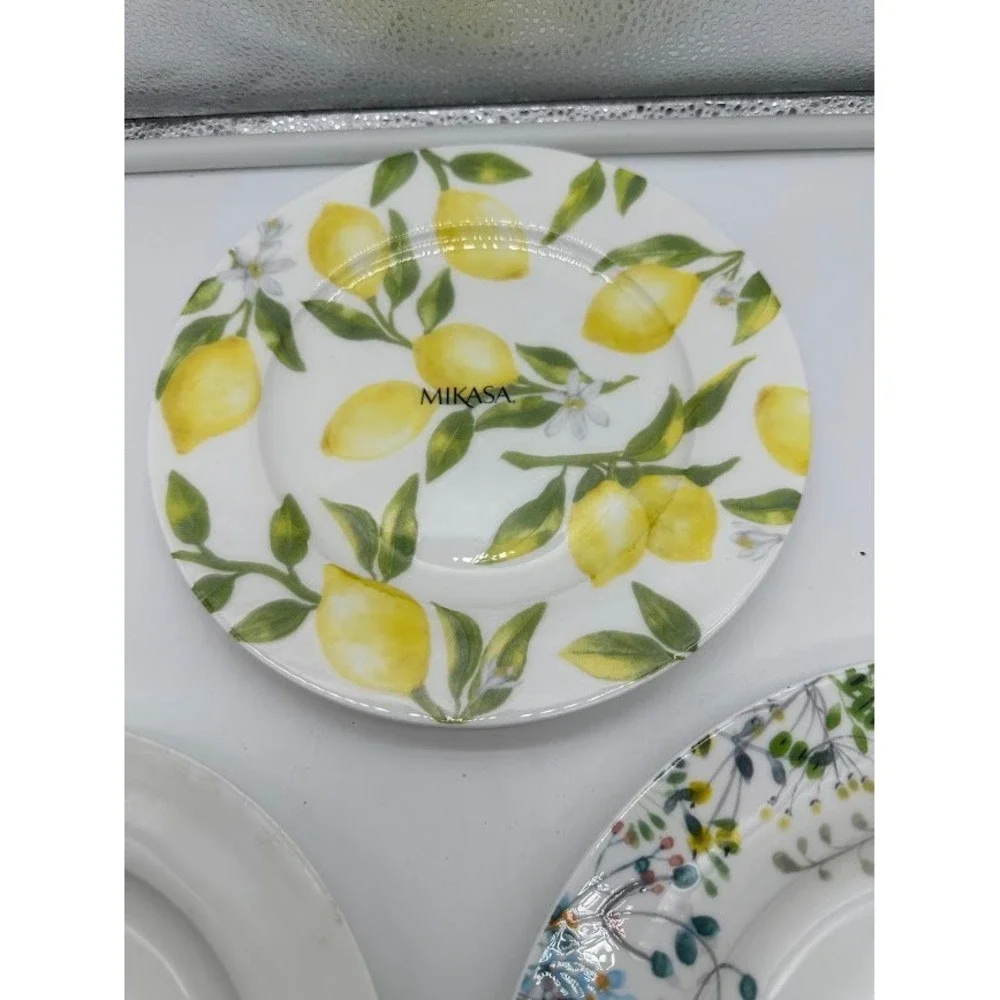 Mikasa Bone China Plates Set 3 Tivoli Garden & Lemons Floral‎ Citrus 9
